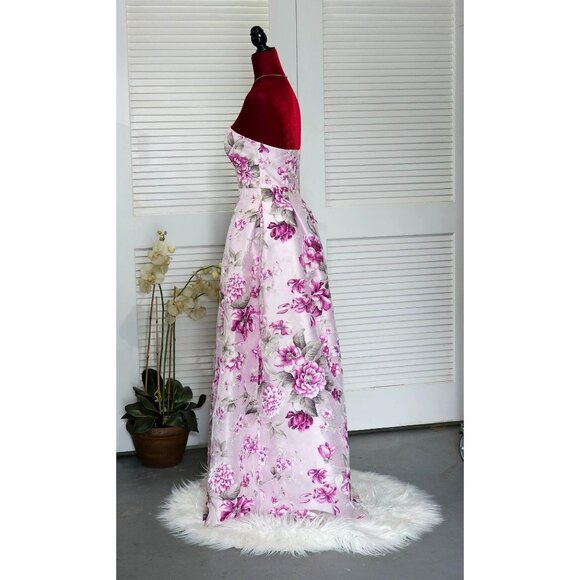 Anthropologie BHLDN Merritt Purple Floral Textured Strapless Gown Dress Sz 6 154 - Picture 4 of 15